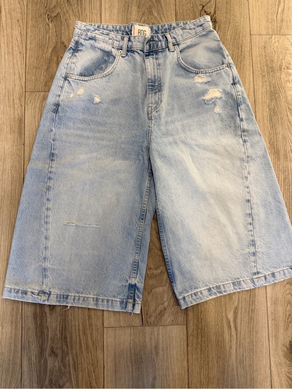 BDG Light Blue Distressed Denim jort Shorts - Picture 5 of 6
